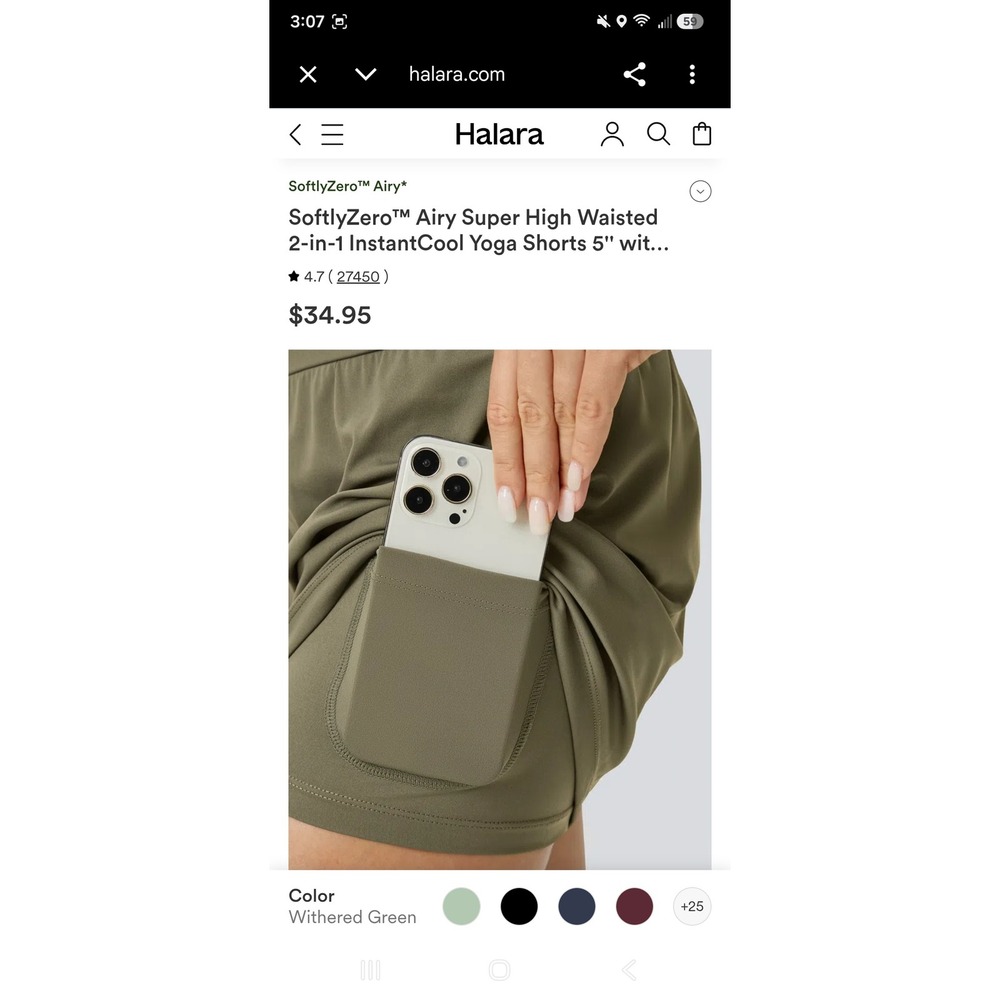 Halara SoftlyZero Airy Super High Waisted 2-in-1 Yoga Shorts inseam 5" Green XL